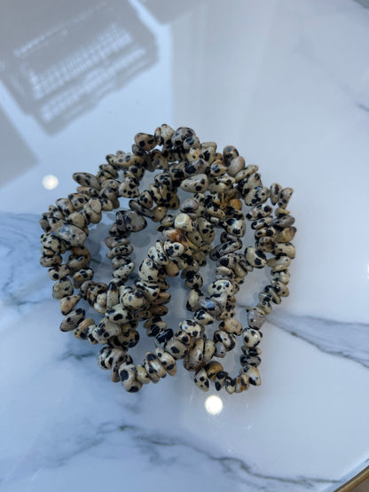 Dalmatian Jasper Crystal Chip Bracelet