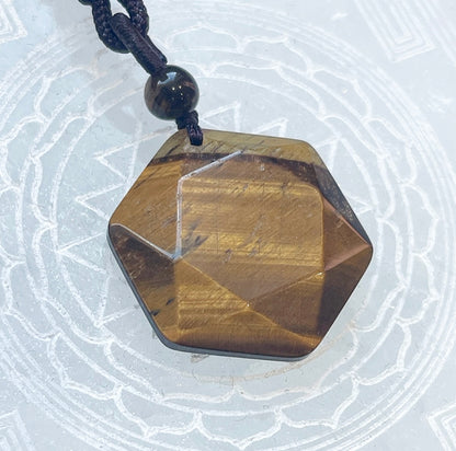 Hexagonal Crystal Pendant | Amulet | Metal Free | Adjustable