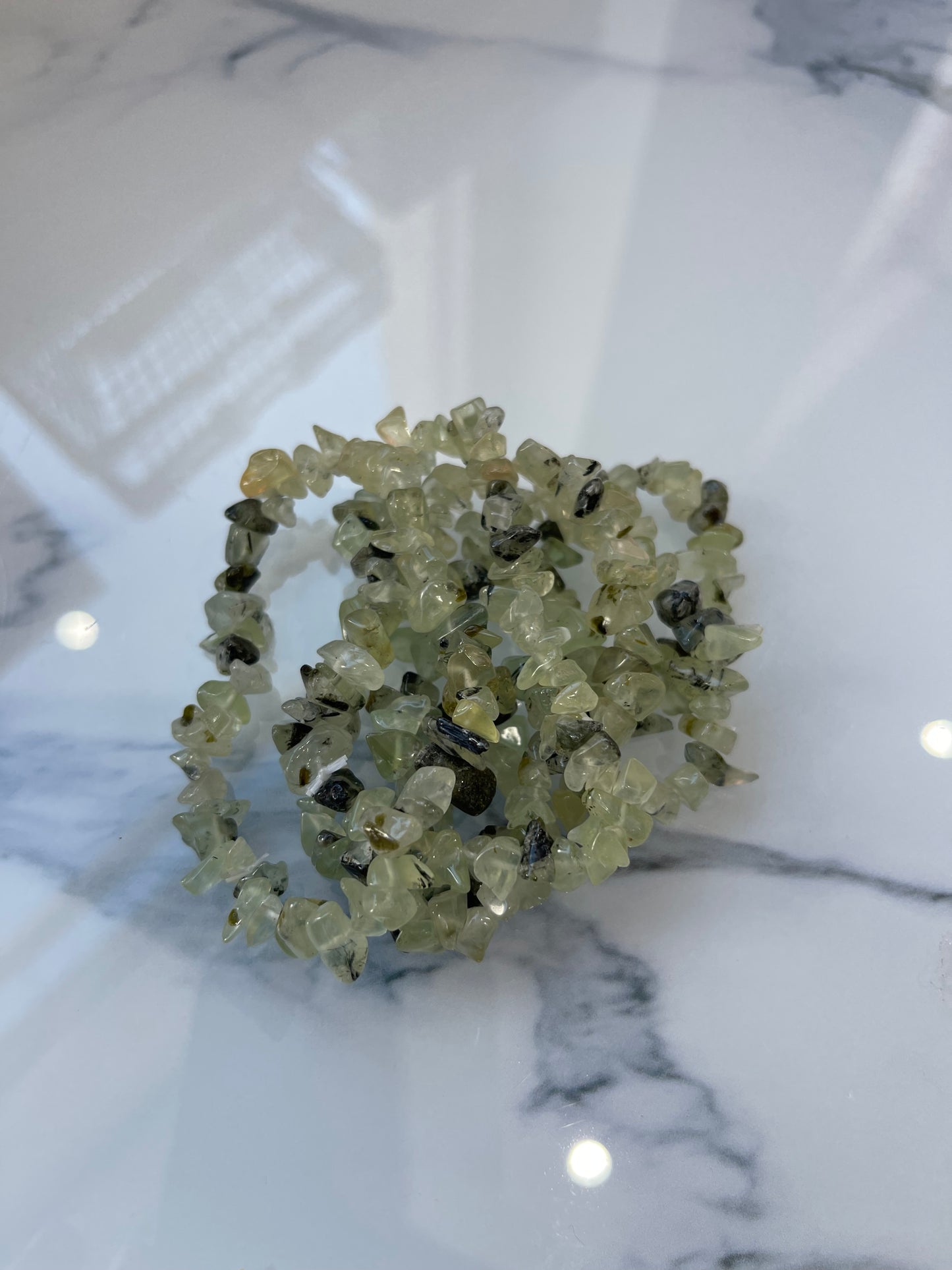 Phehnite with Epidot Crystal Chip Bracelet