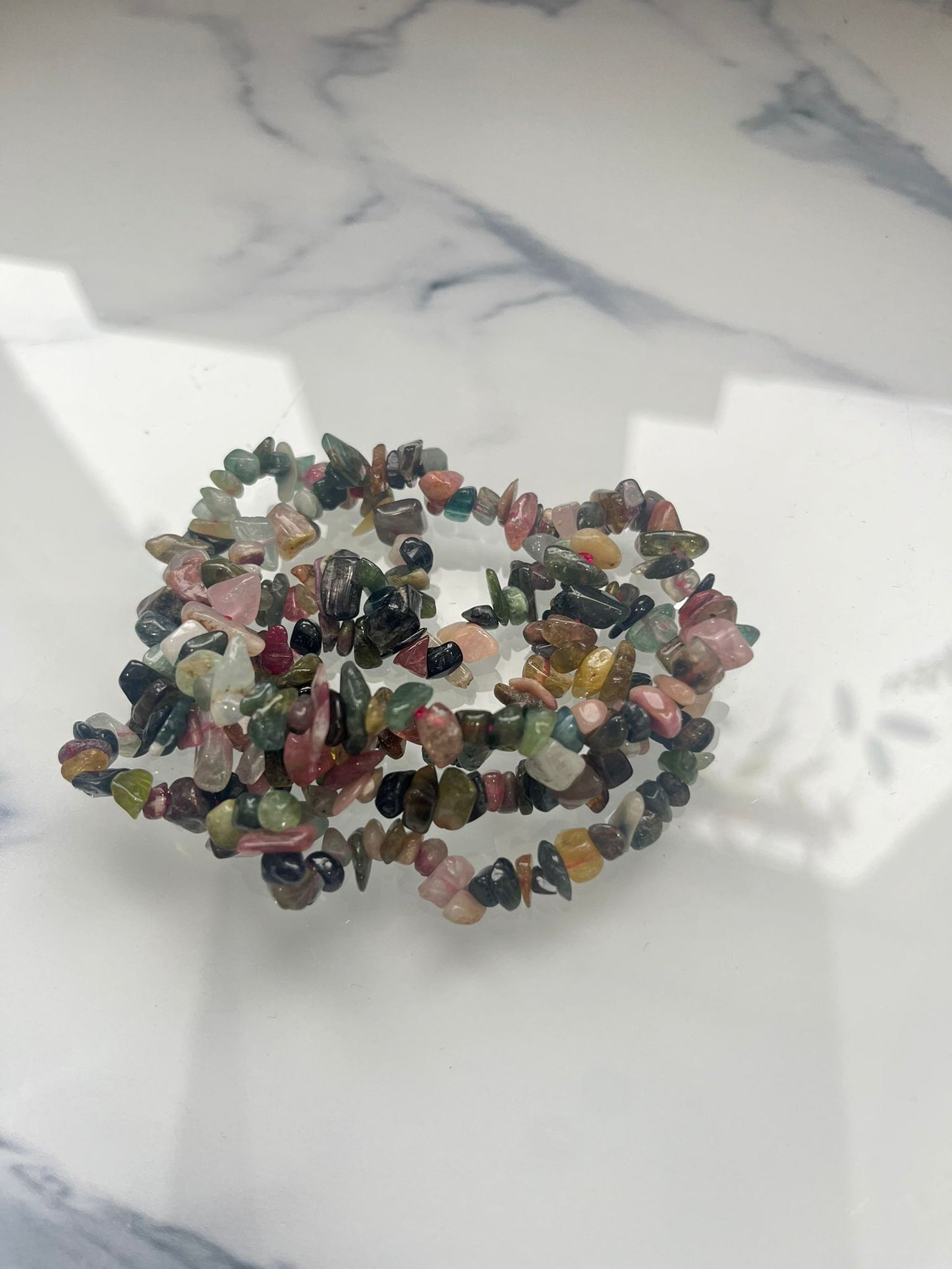 Watermelon Tourmaline Crystal Chip Bracelet