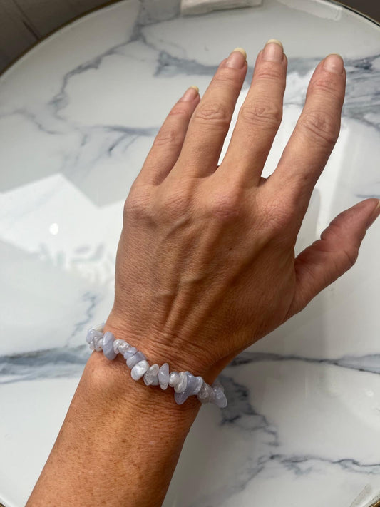 Blue Lace Agate Chip Bracelet