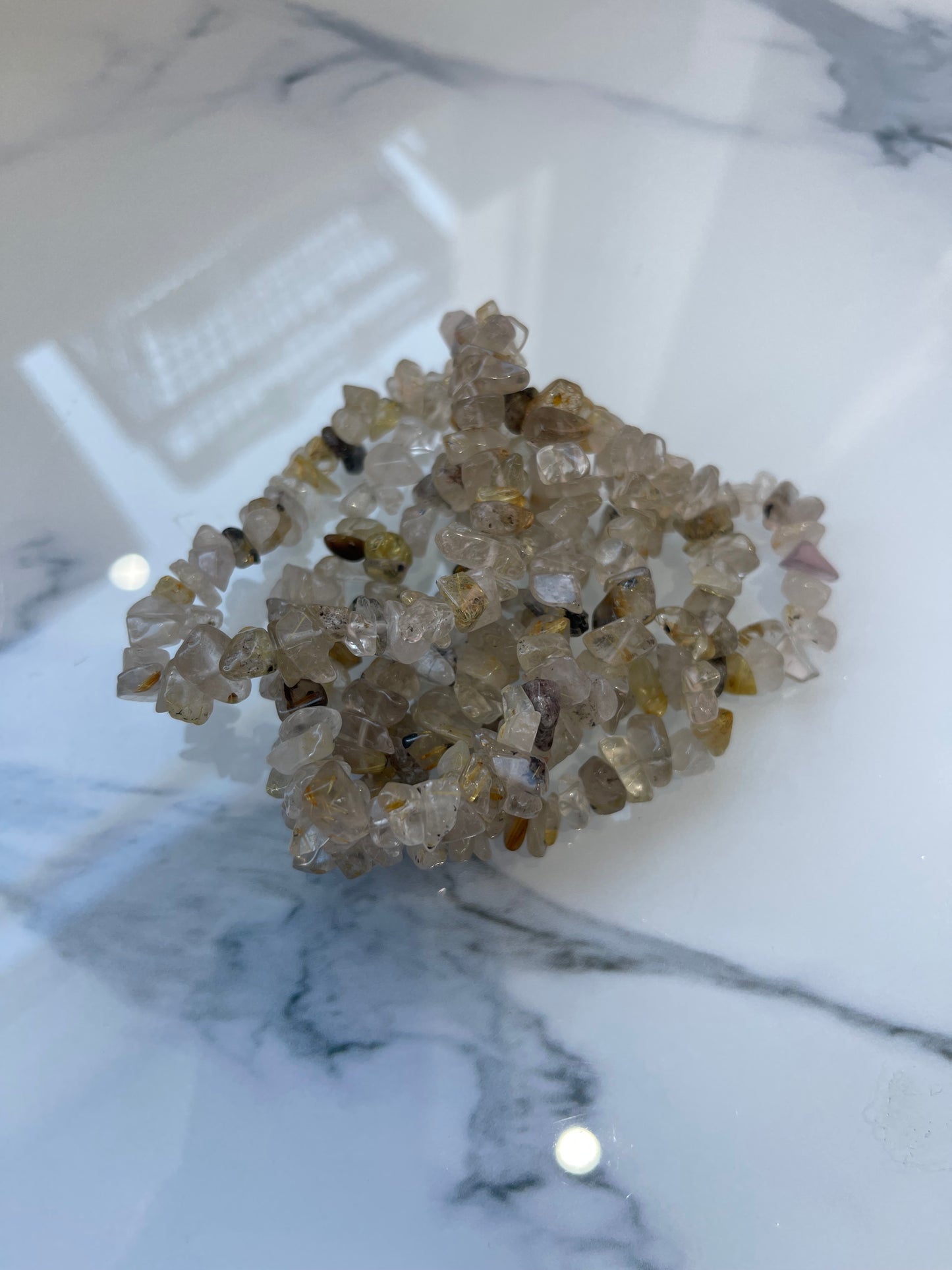 Golden Rutile Quartz Crystal Chip Bracelet