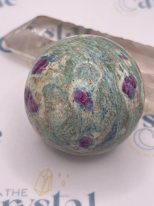 Ruby Fuchsite Spheres with Kyanite