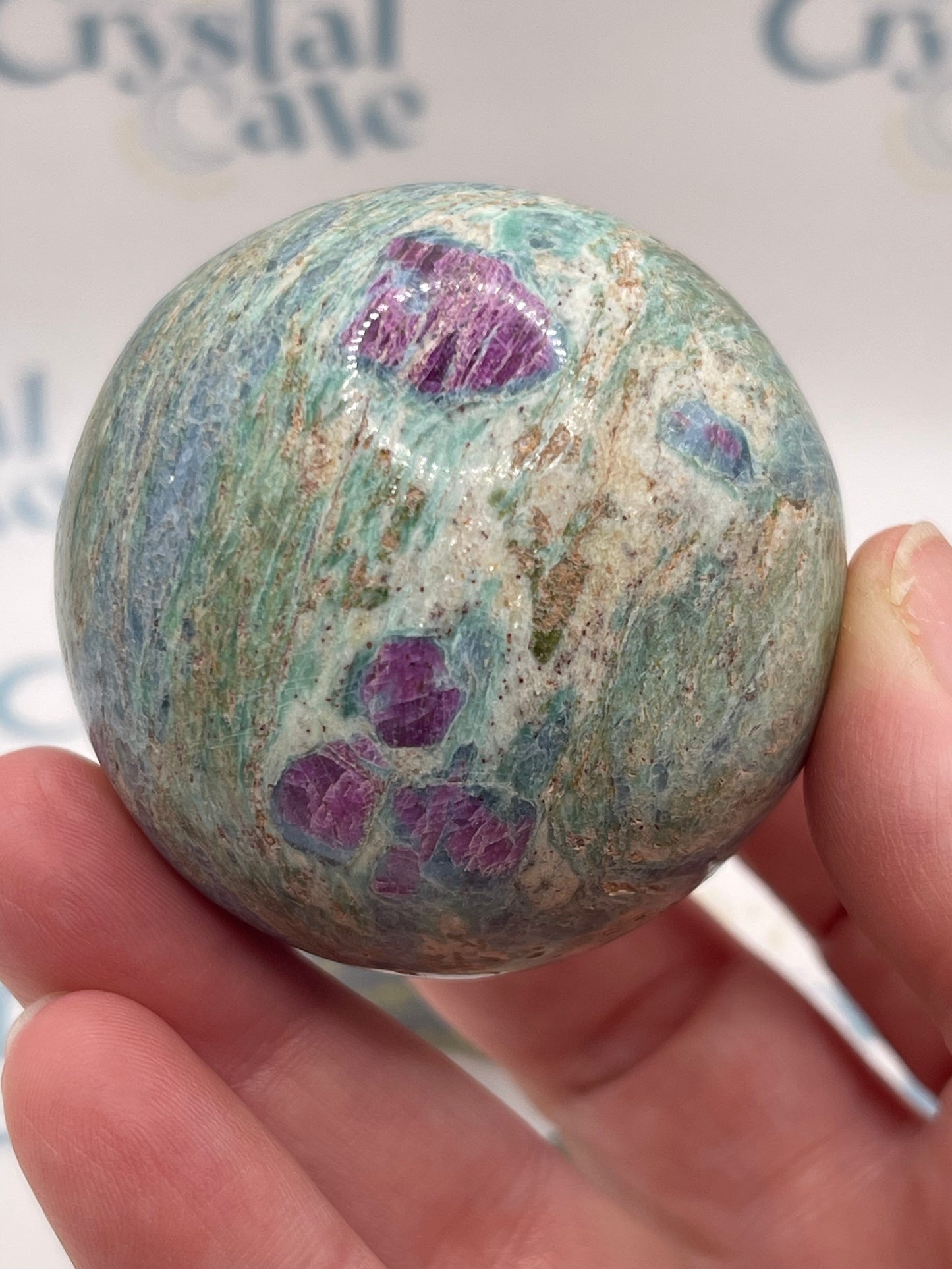 Ruby Fuchsite Spheres with Kyanite