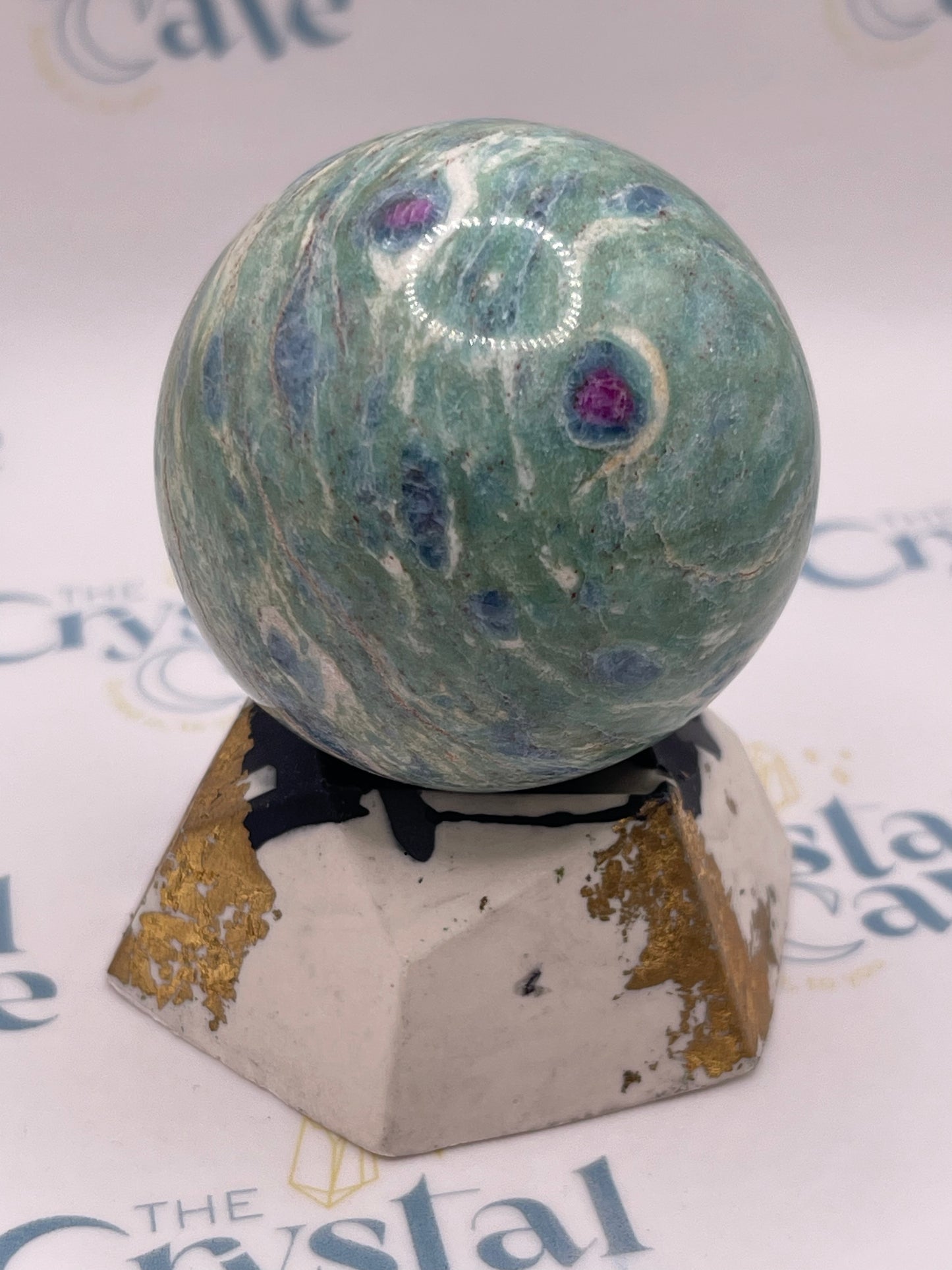 Ruby Fuchsite Spheres with Kyanite