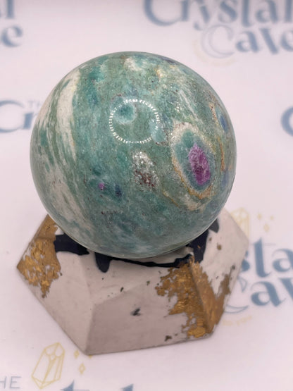 Ruby Fuchsite Spheres with Kyanite