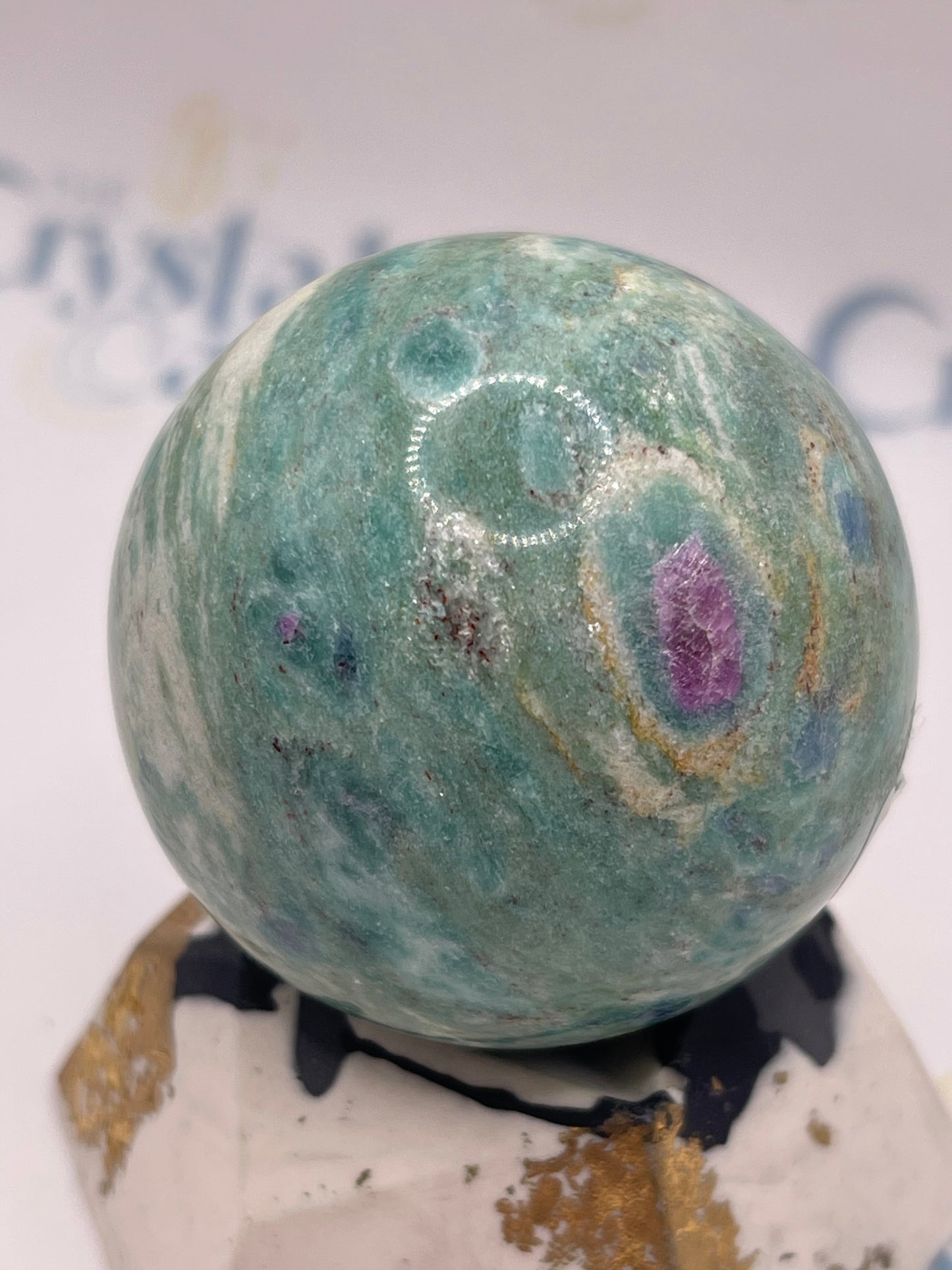 Ruby Fuchsite Spheres with Kyanite