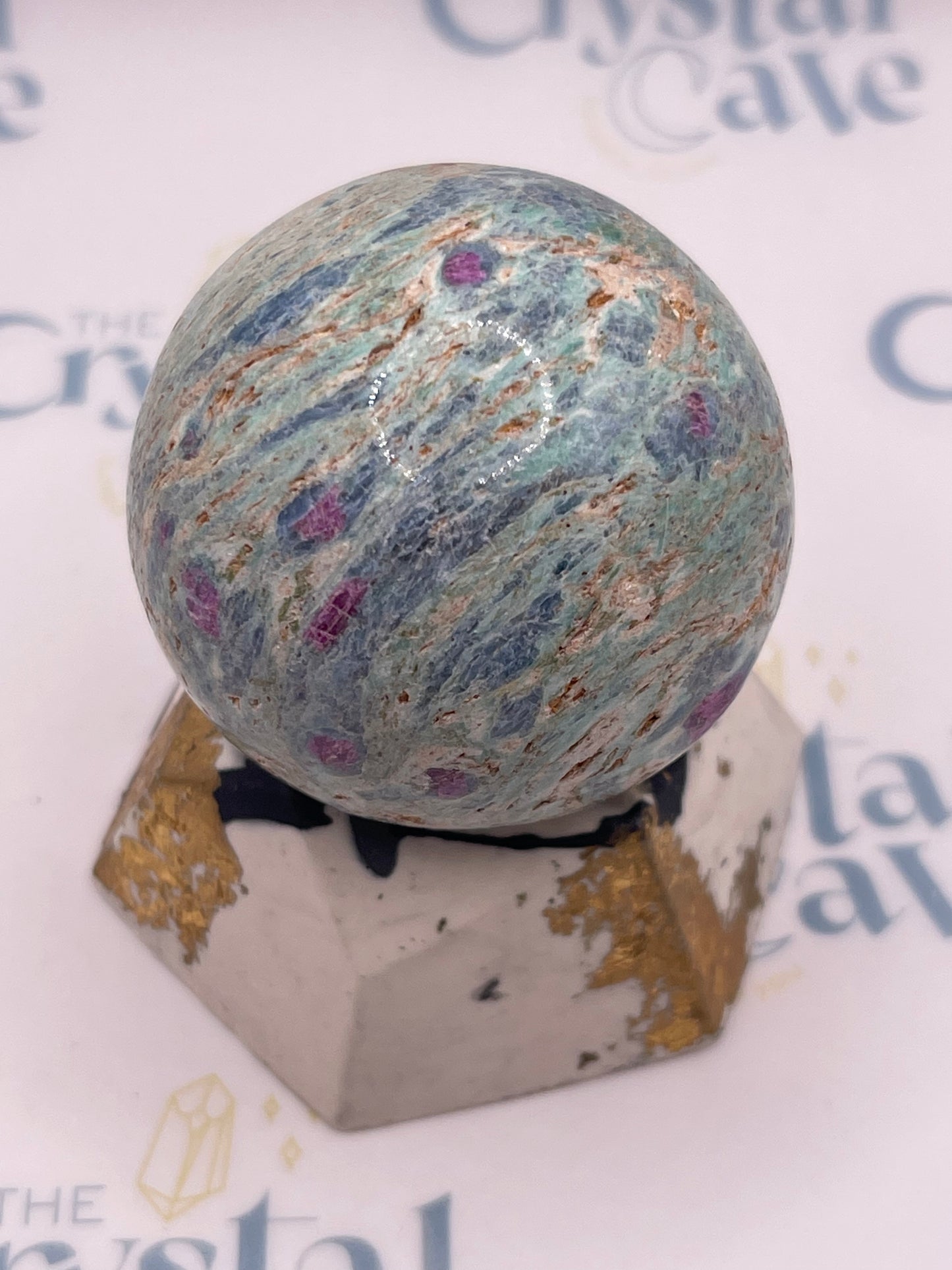 Ruby Fuchsite Spheres with Kyanite