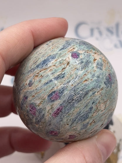 Ruby Fuchsite Spheres with Kyanite