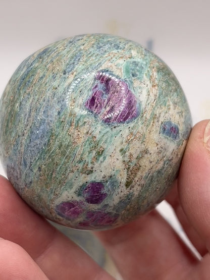 Ruby Fuchsite Spheres with Kyanite