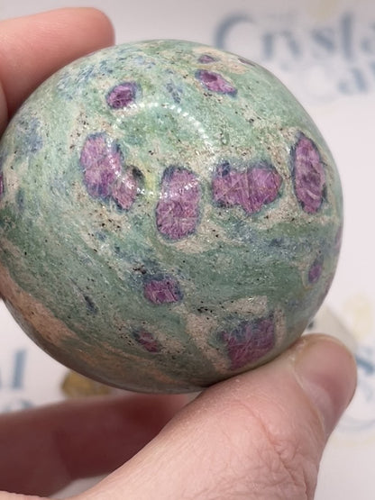 Ruby Fuchsite Spheres with Kyanite