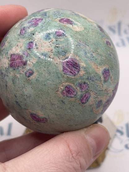 Ruby Fuchsite Spheres with Kyanite