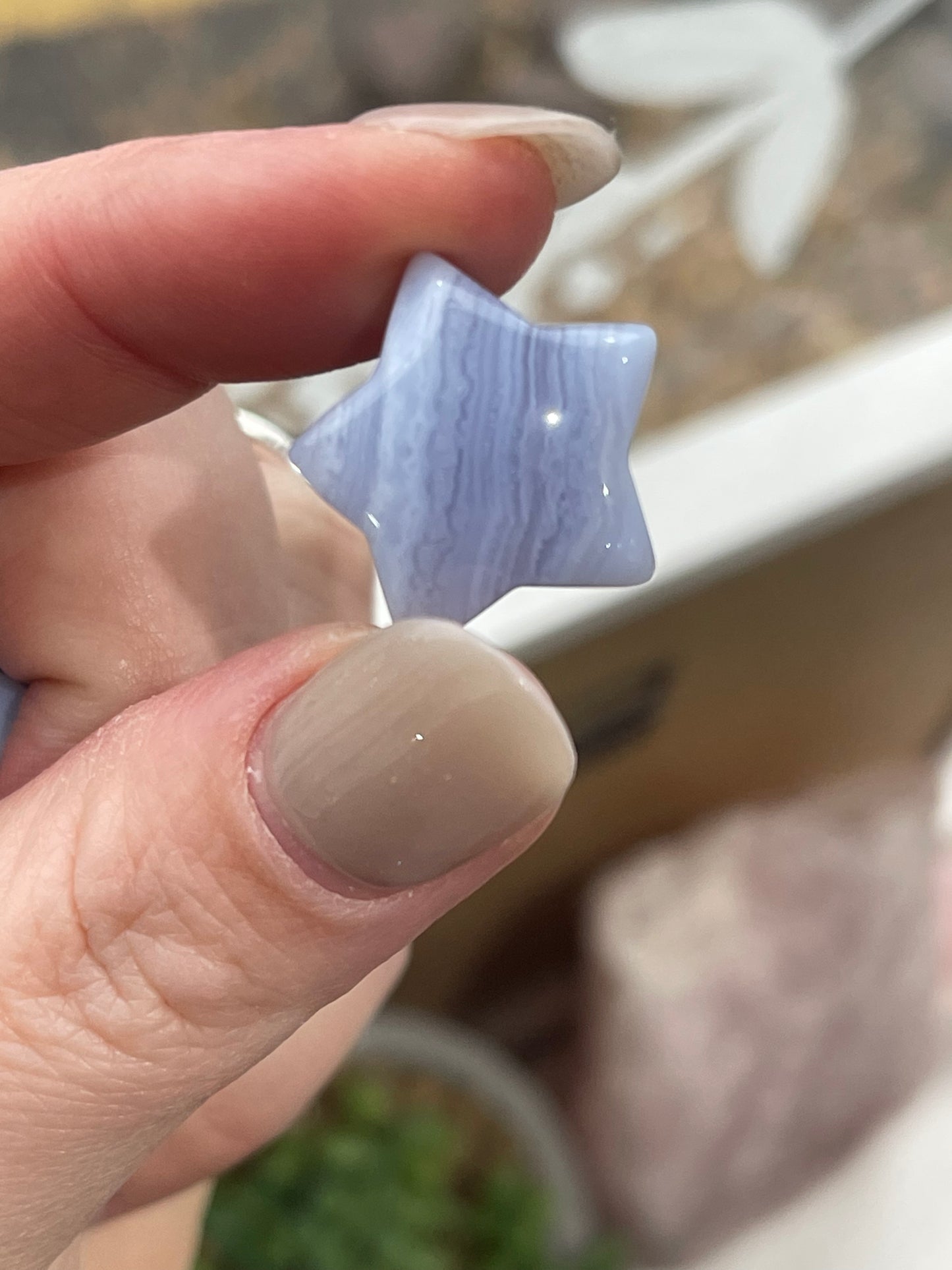 Blue Lace Agate - Star Carving
